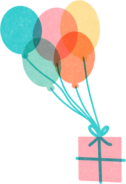 Risograph Birthday Gift and Balloons